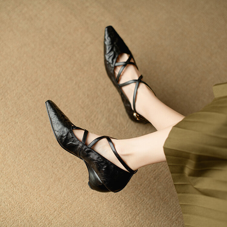 Womens Genuine Leather Heels Classic Fit