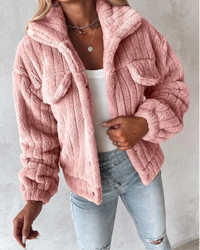 Womens Coat Soft Fleece Button Front