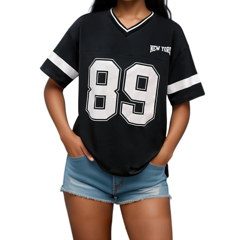 Womens Oversized Sports T-Shirt Cotton Relaxed Fit