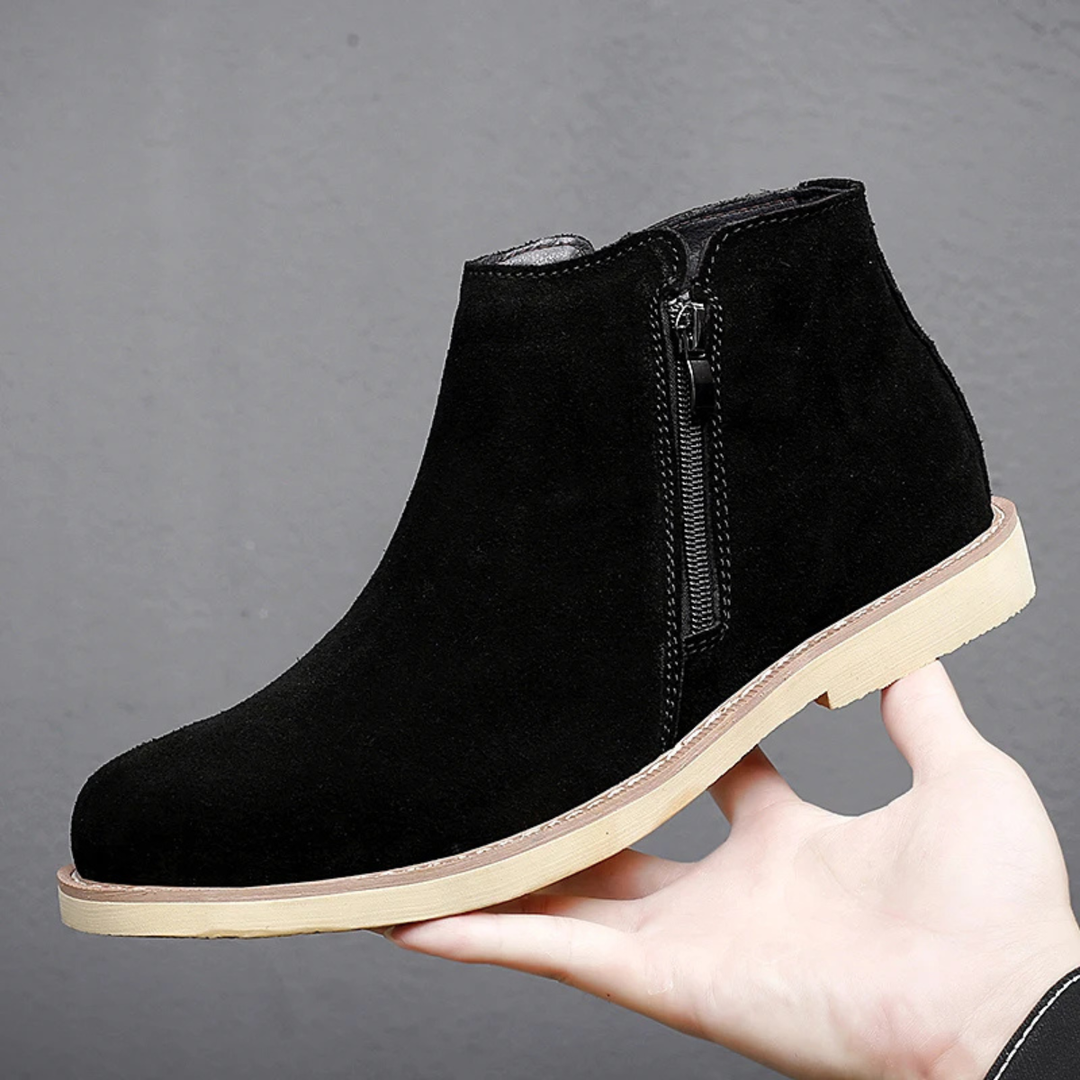 Mens Chelsea Boots Suede Zip Ankle Retro Style