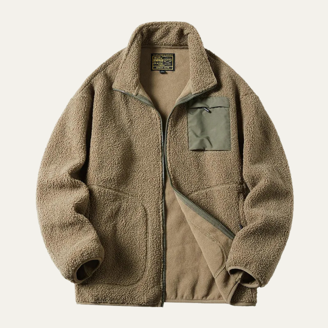 Mens Fleece Jacket Thick Warm Zip-Up Winter