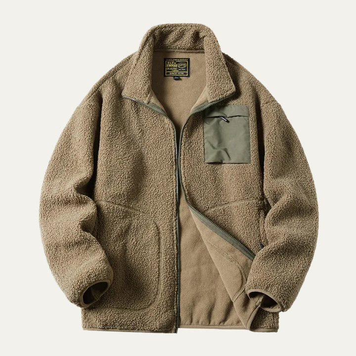 Mens Fleece Jacket Thick Warm Zip-Up Winter