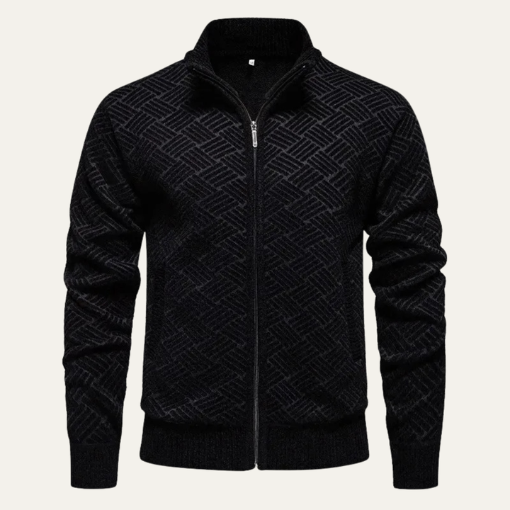 Mens Knitted Zip Cardigan with Warm Fleece Lining