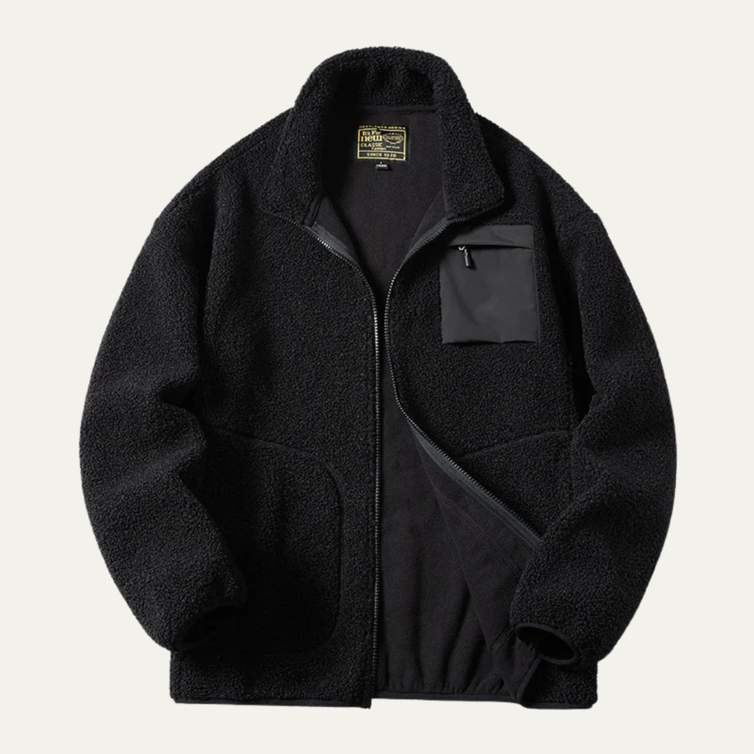 Mens Fleece Jacket Thick Warm Zip-Up Winter - BritishMode