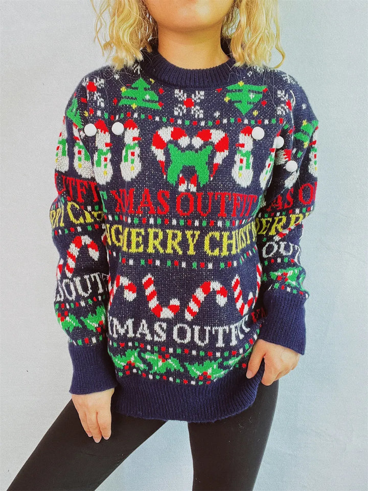 Womens Crew Neck Sweater Cozy Knit Winter Fit