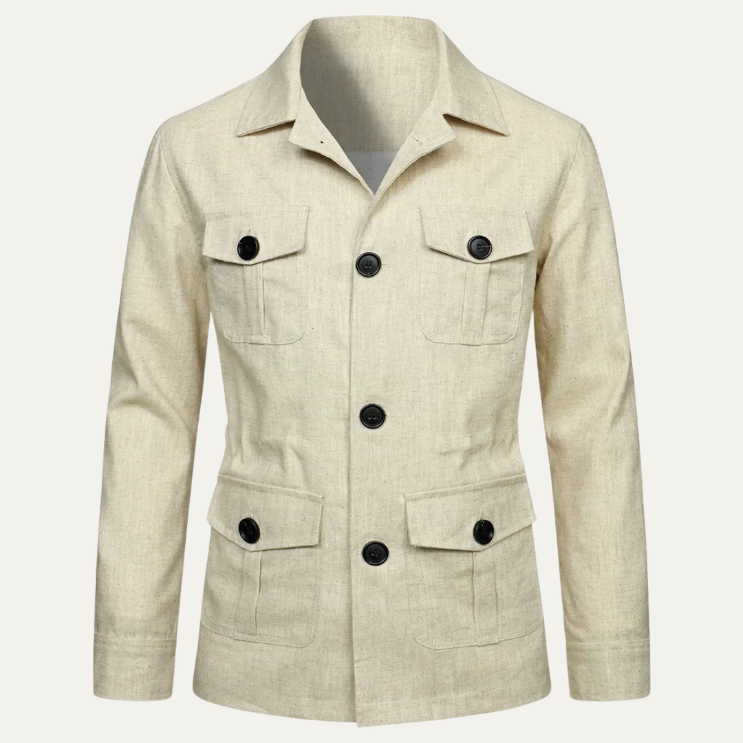 Mens Casual Cotton Jacket Double Breasted Lightweight