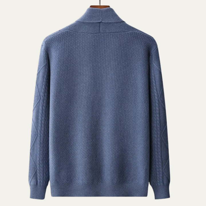 Mens Cashmere Cable Knit Cardigan Shawl Collar
