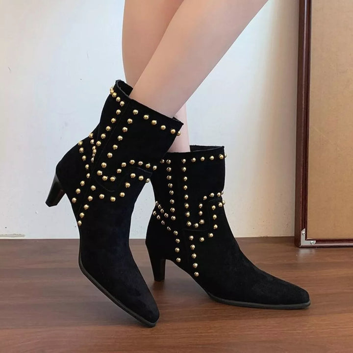 Womens Ankle Boots Narrow Toe Low Heel
