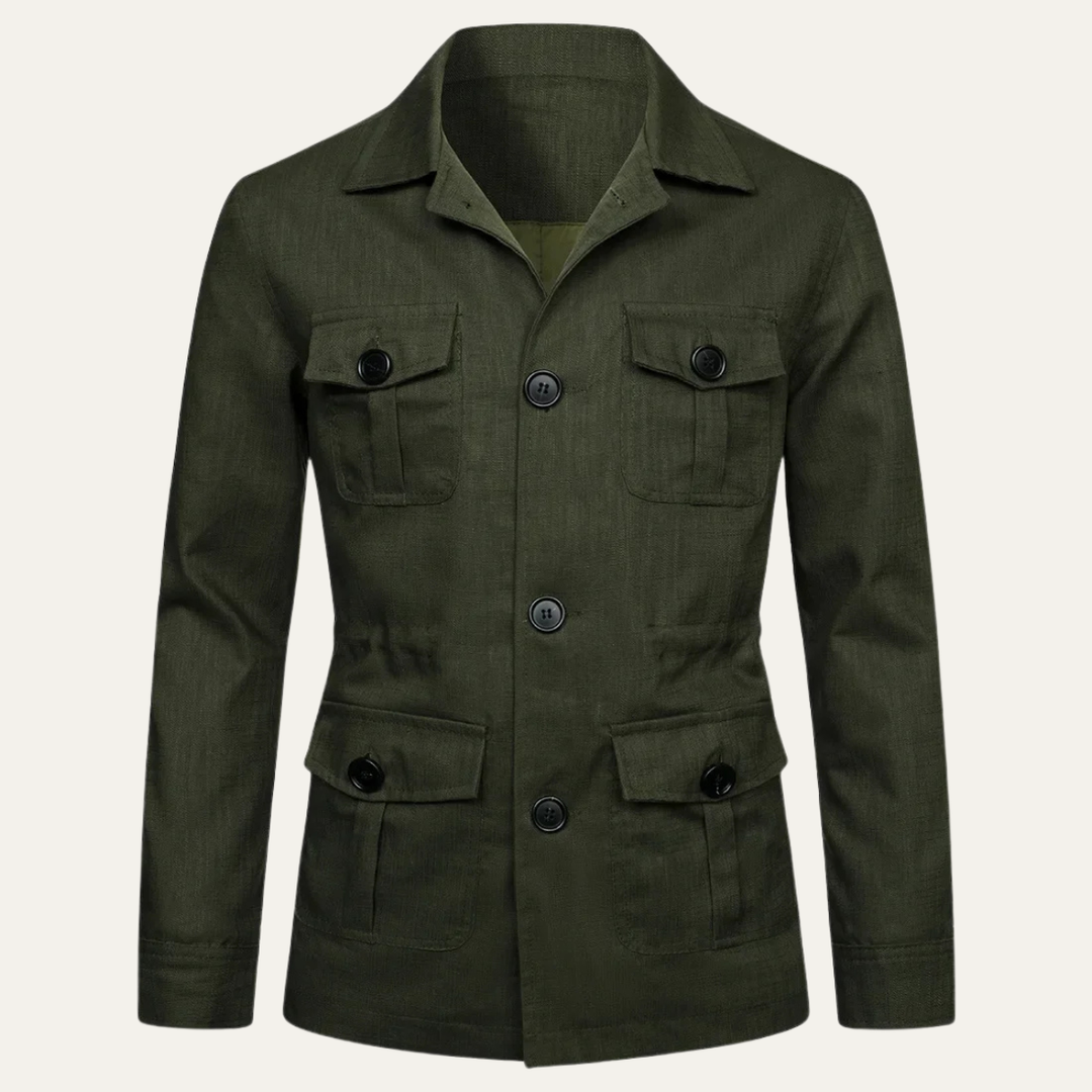 Mens Casual Cotton Jacket Double Breasted Lightweight
