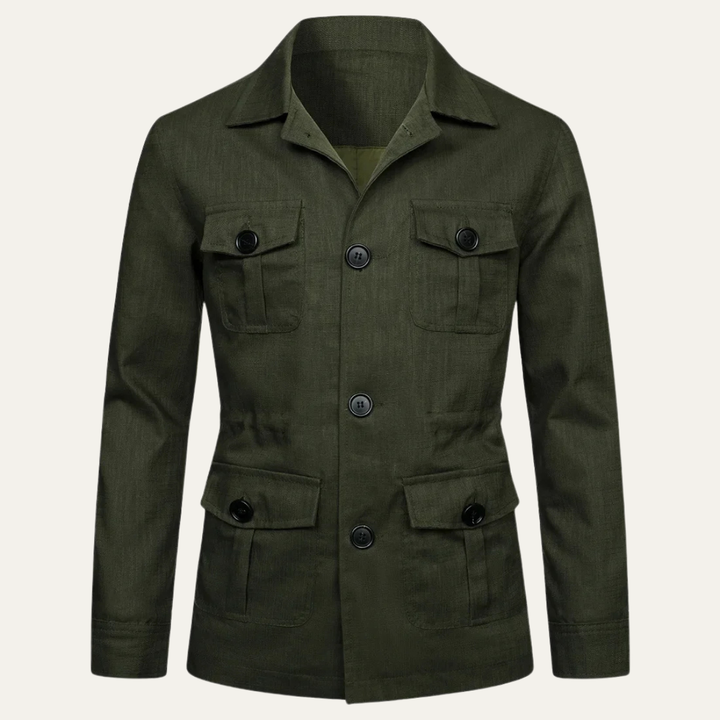 Mens Casual Cotton Jacket Double Breasted Lightweight