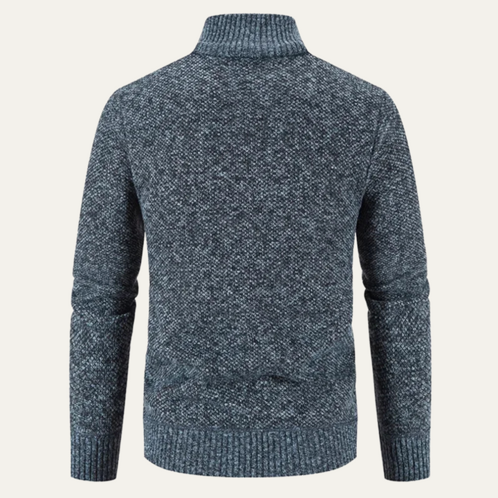 Mens Knit Cardigan Jacket Diamond Pattern Full Zip