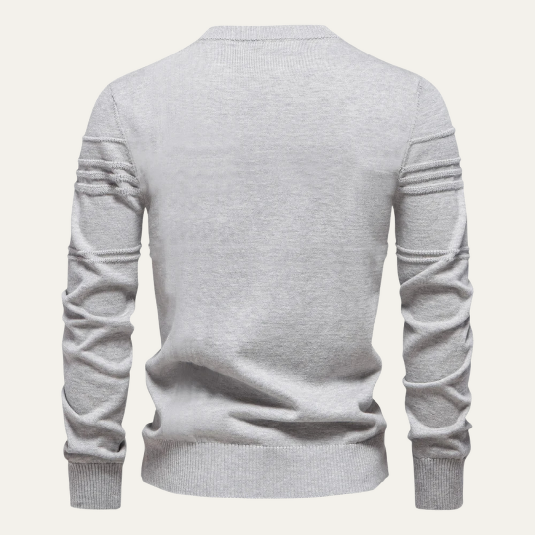 Mens Crewneck Knit Sweater Textured Grid Pattern
