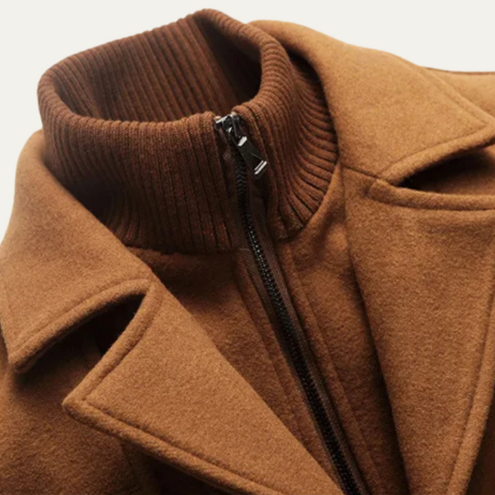 Mens Wool Blend Trench Coat Quilted Lining Classic Fit