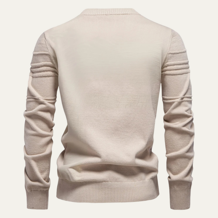 Mens Crewneck Knit Sweater Textured Grid Pattern