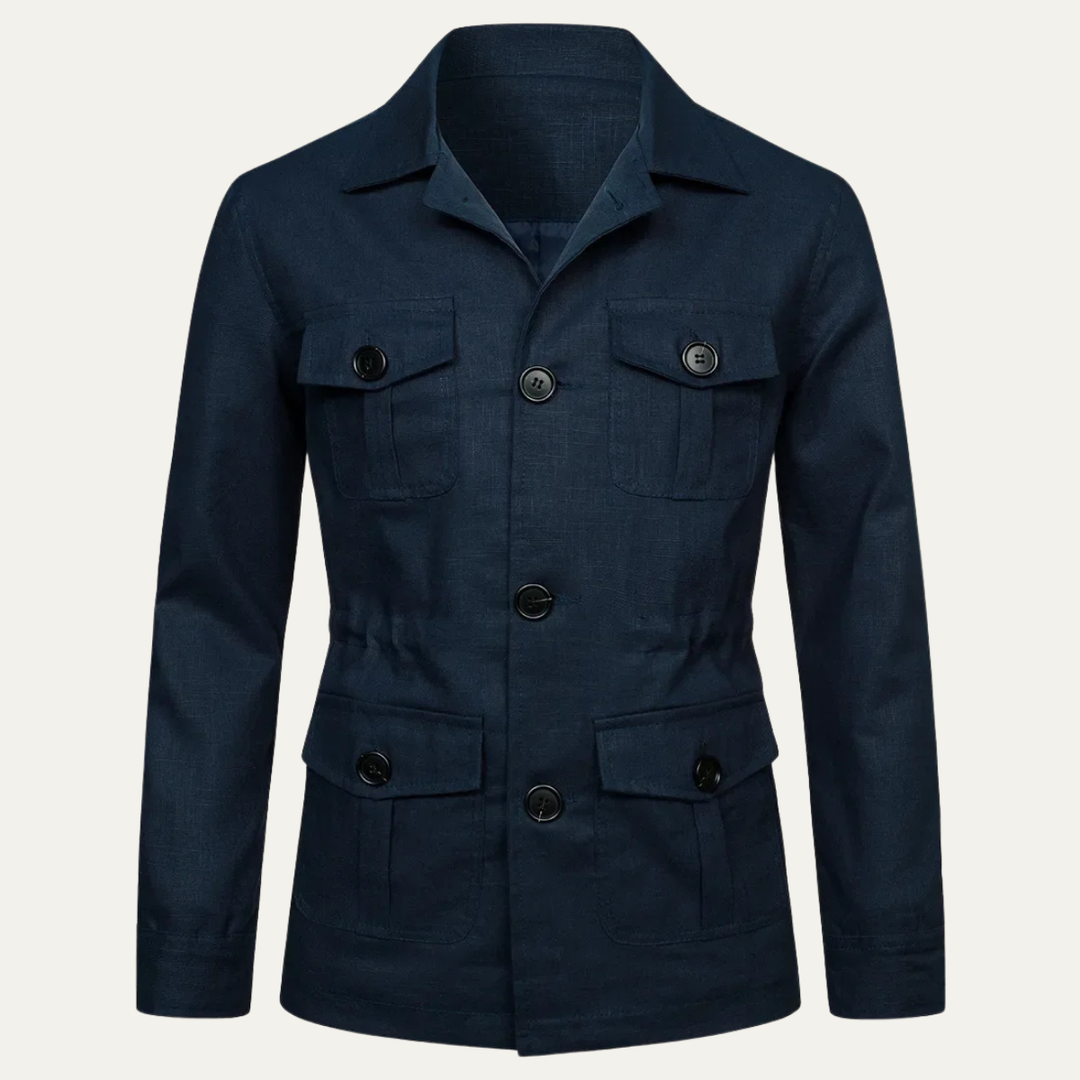 Mens Casual Cotton Jacket Double Breasted Lightweight