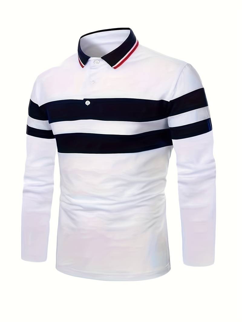 Mens Casual Long-Sleeve Shirt Colorblock Design - BritishMode