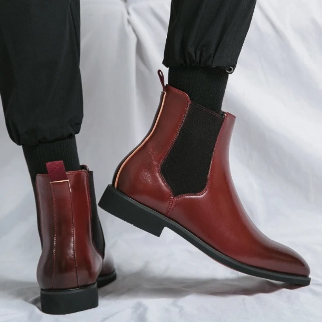 Mens Ankle Boots Leather Slip-On Classic