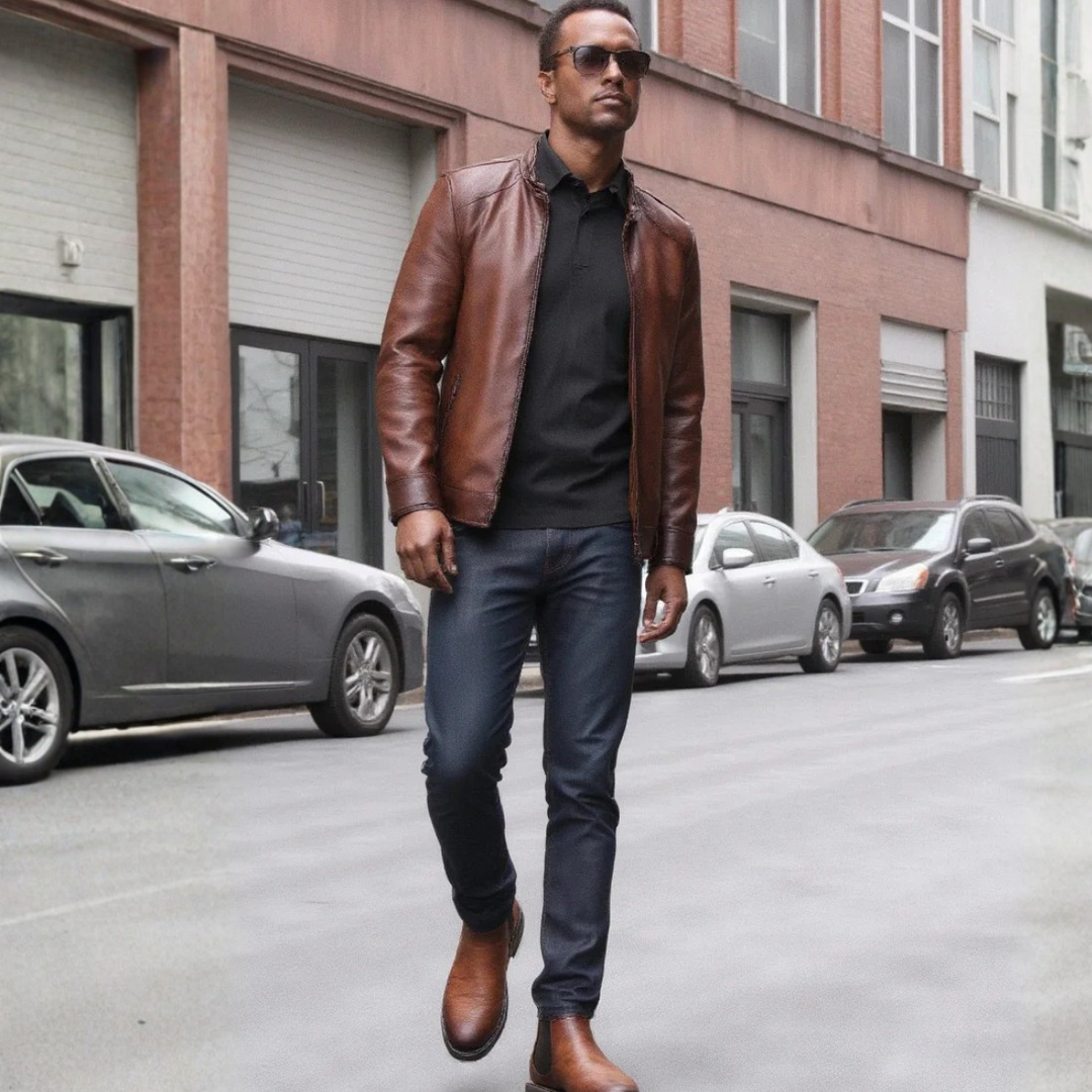 Mens Leather Chelsea Boots Classic Slip-On