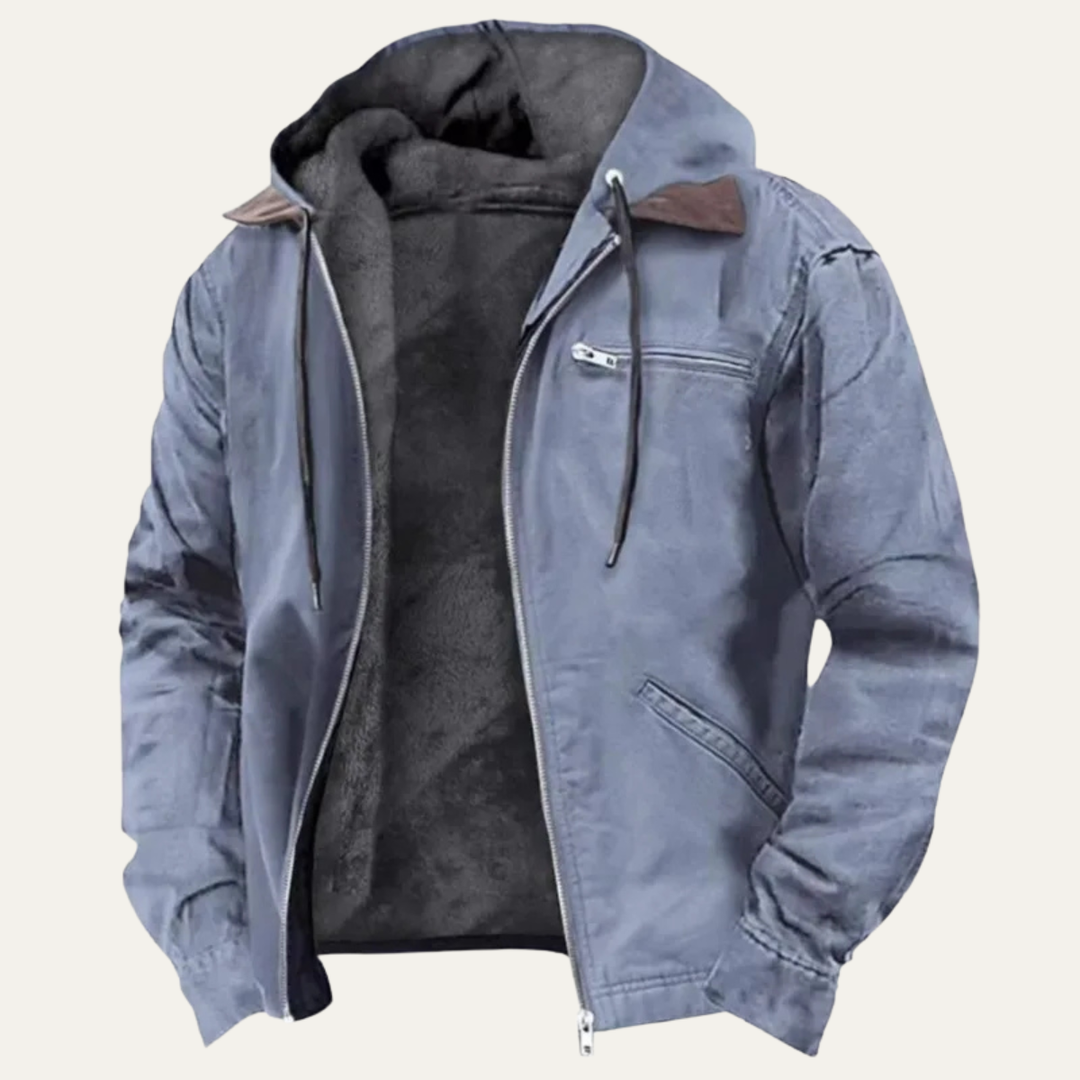 Mens Lightweight Hooded Jacket with Fleece Lining