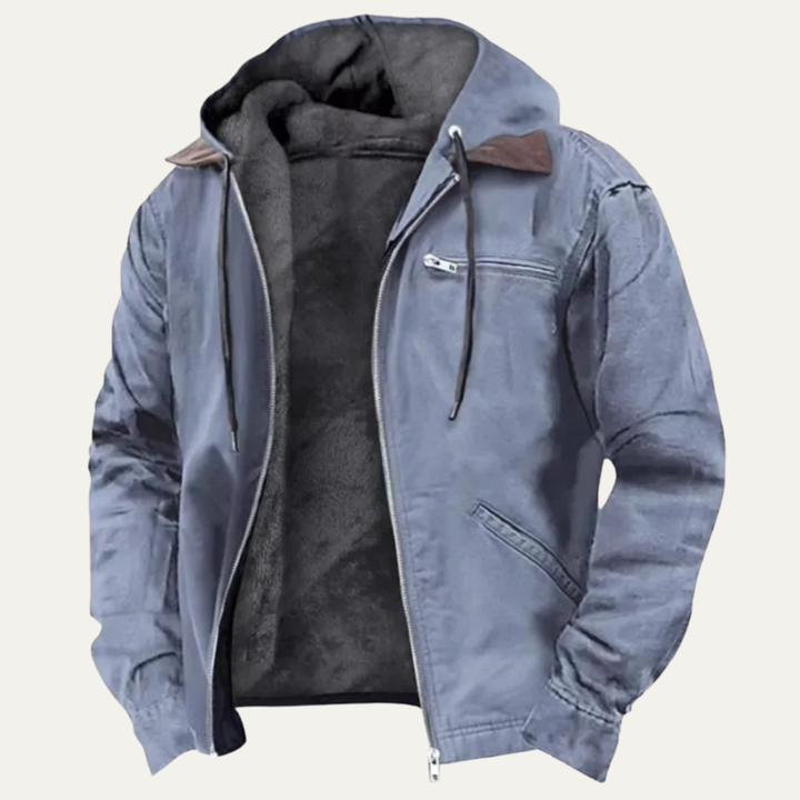 Mens Lightweight Hooded Jacket with Fleece Lining