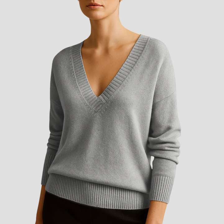 Womens Classic V-Neck Knit Sweater