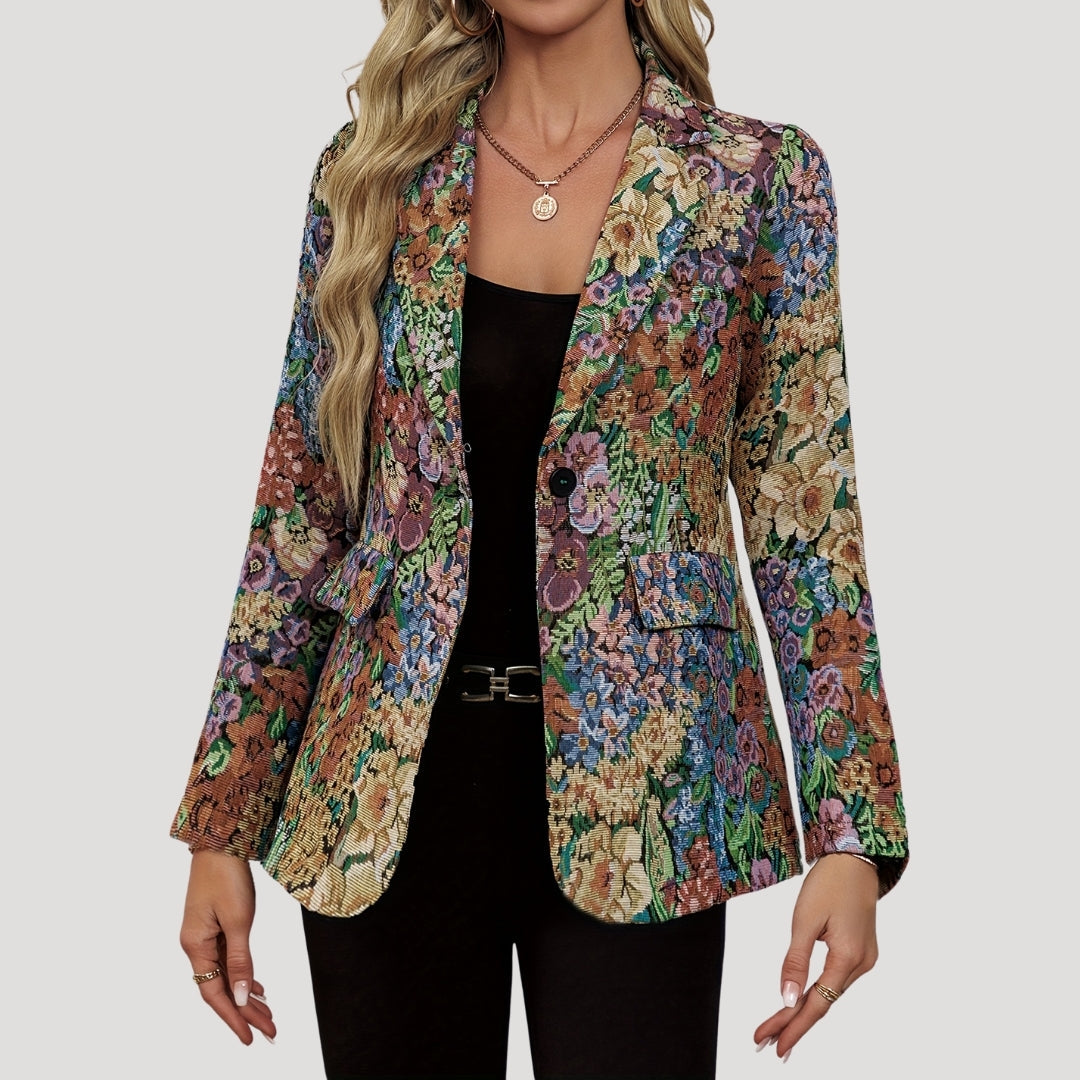 Womens Jacket with Floral Pattern Classic Fit - BritishMode