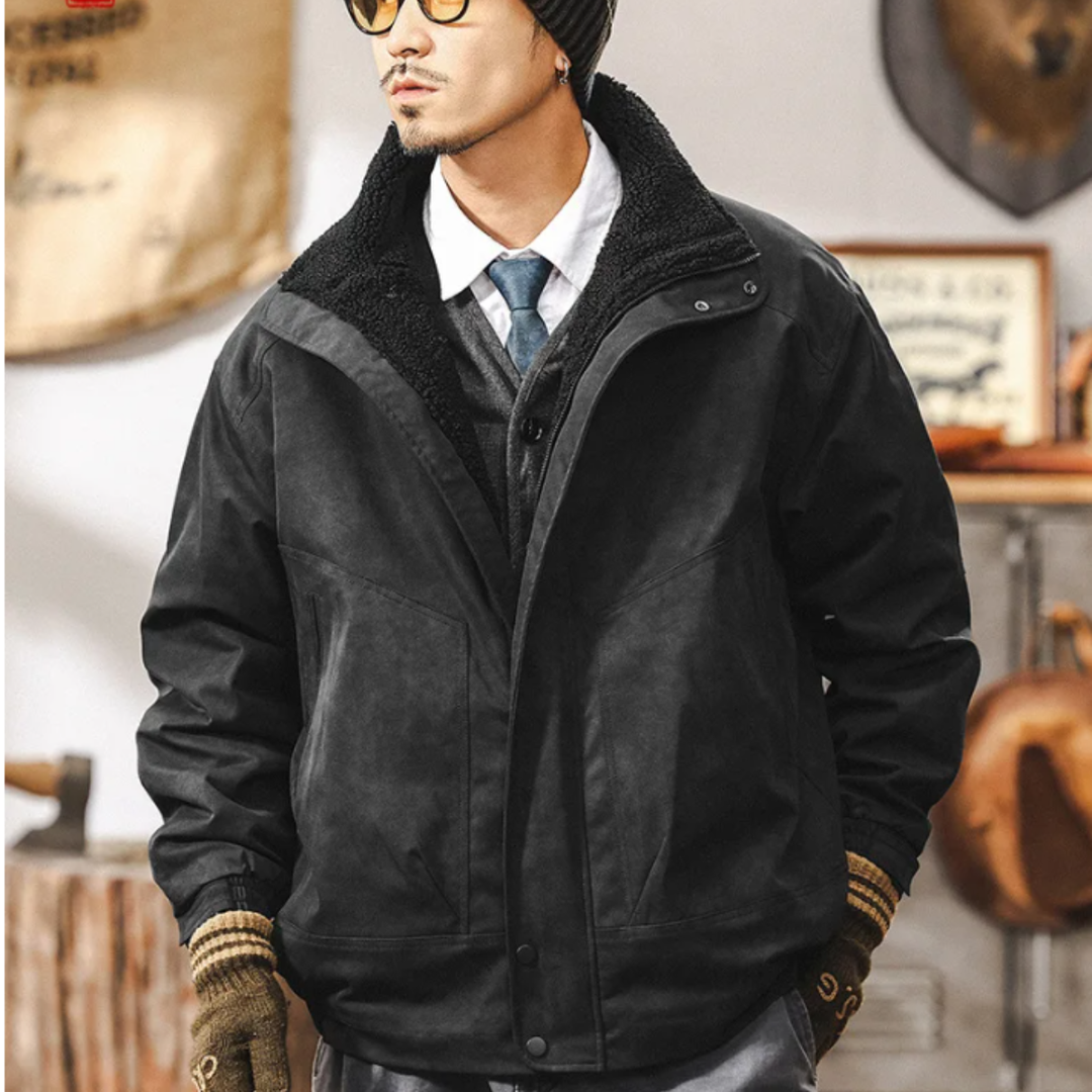Mens Suede Bomber Jacket with Fleece Lining