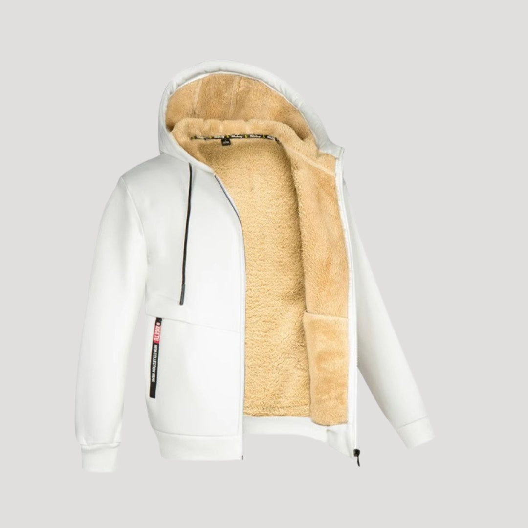 Mens Zip-Up Hoodie Thick Fleece Lined