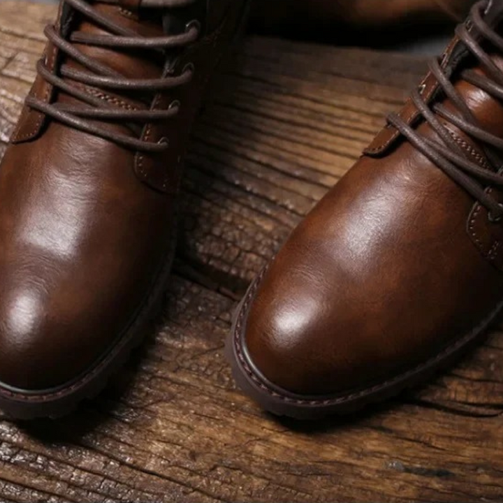 Mens Ankle Biker Boots Durable Vintage Style