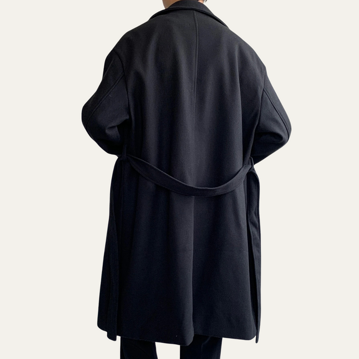 Mens Wool Wrap Coat with Belt Smart Fit