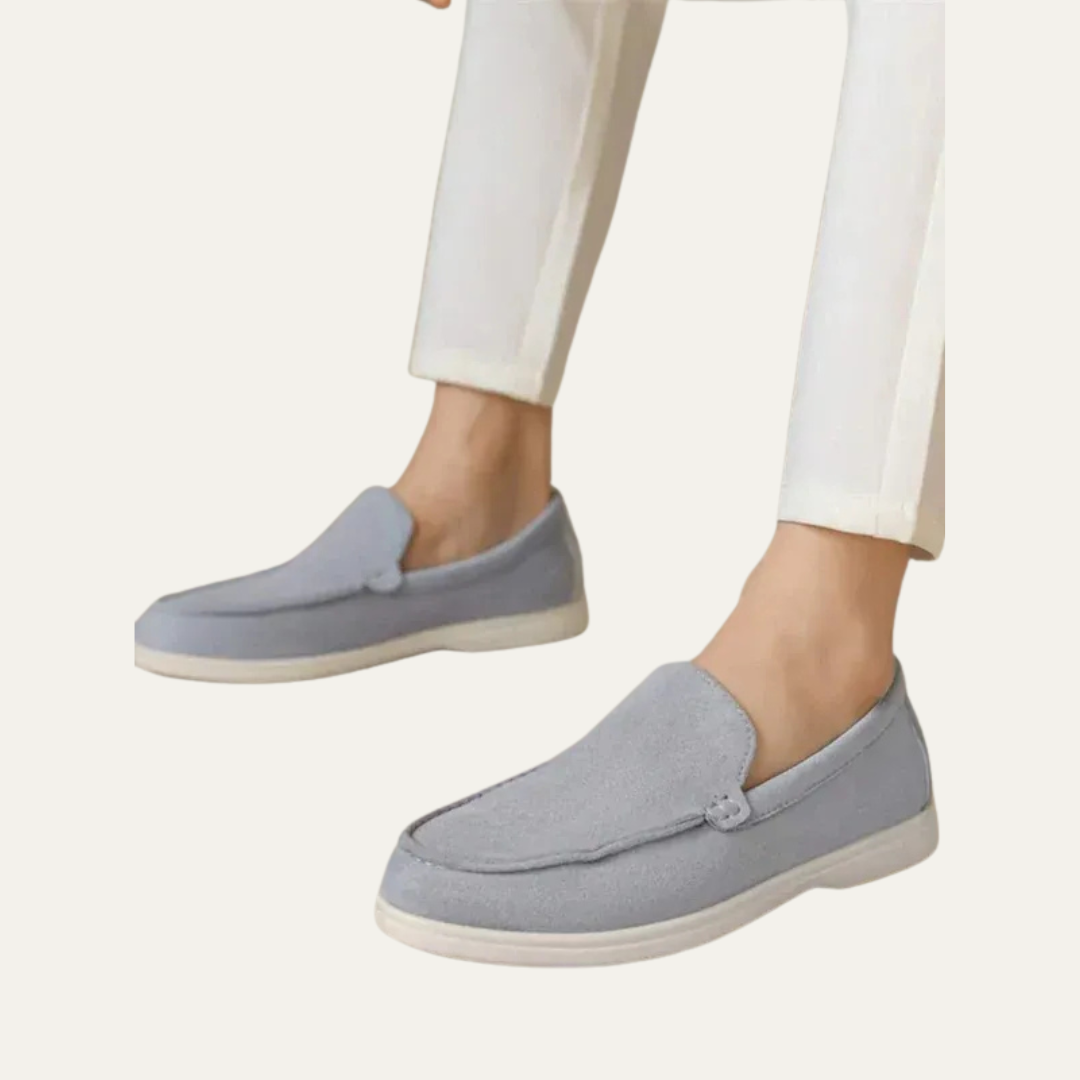 Mens Suede Slip-On Loafers Minimalist Apron Toe