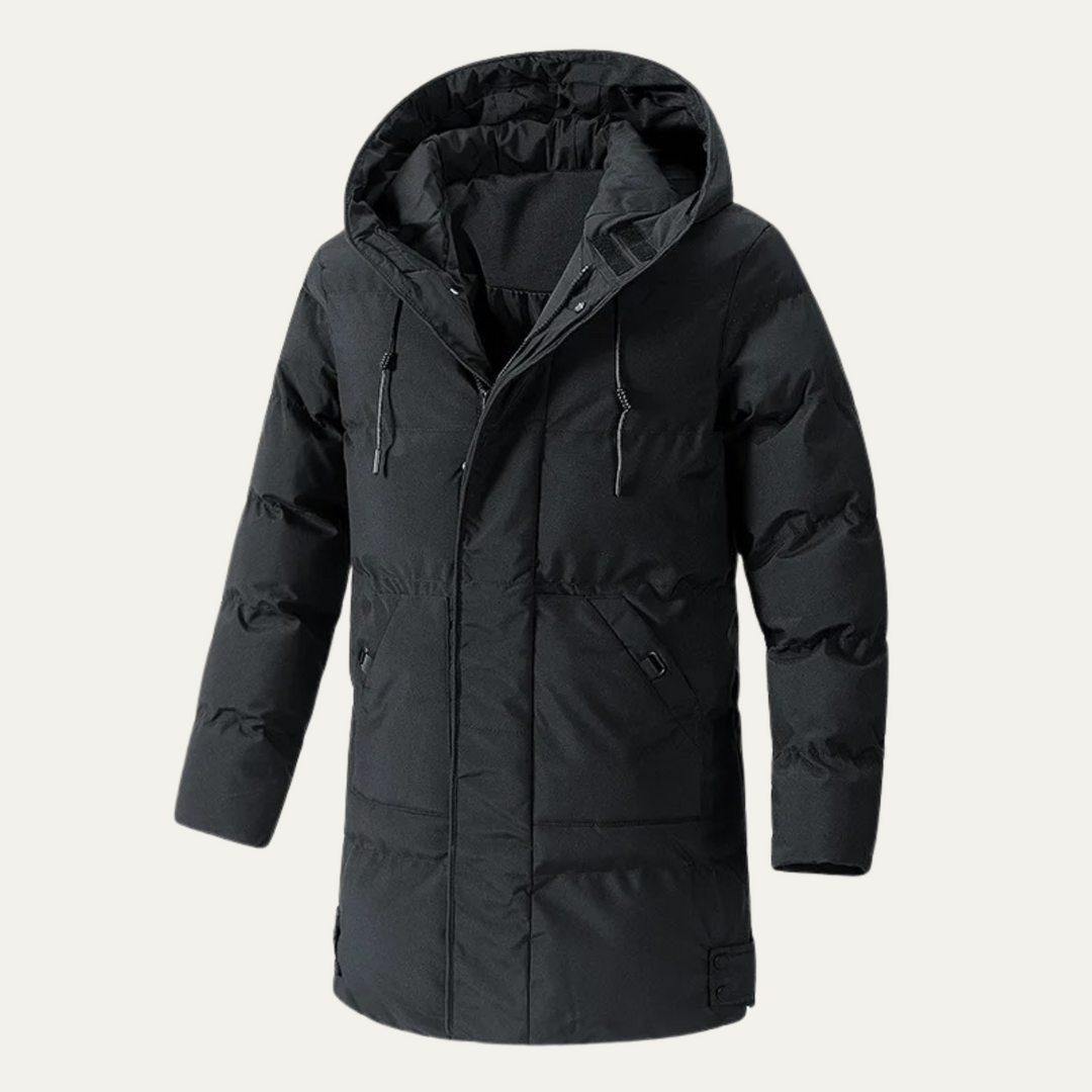 Mens Long Hooded Puffer Jacket Insulated Winter