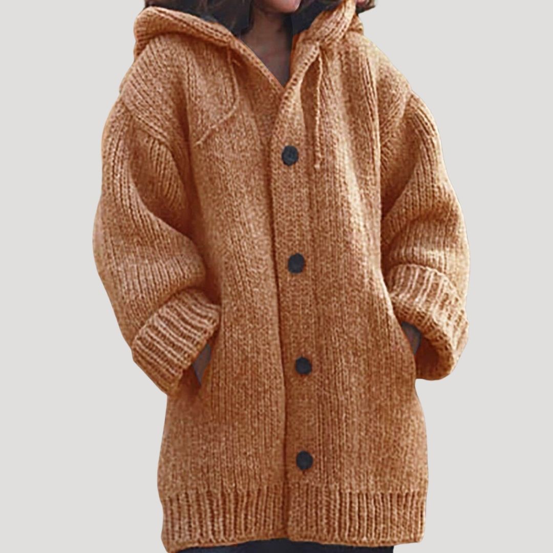 Womens Hooded Cardigan Sweater Soft Relaxed Fit