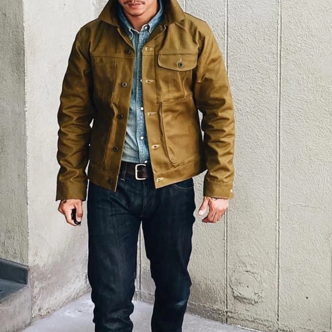 Mens Canvas Jacket Retro Ranch Style