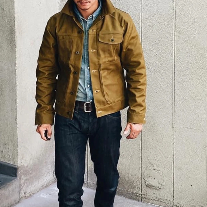 Mens Canvas Jacket Retro Ranch Style