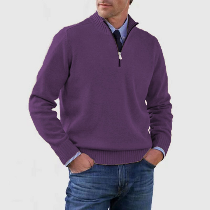 Mens Half-Zip Sweater Cotton Blend Regular Fit