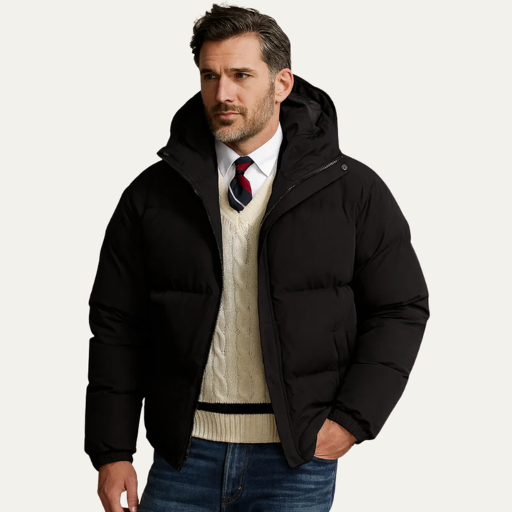 Mens Insulated Puffer Jacket High Neck Hooded