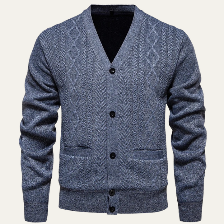 Mens Knit Cardigan Button-Up Casual with Pockets