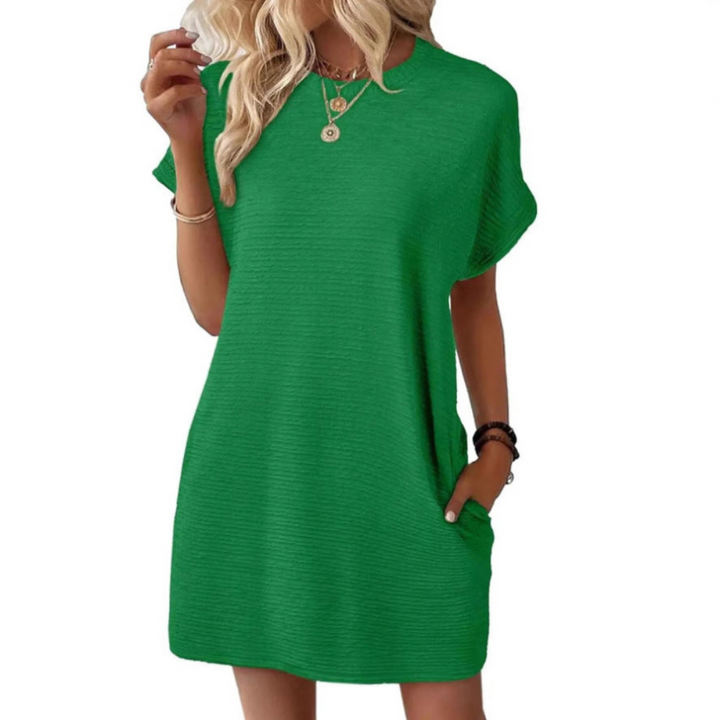 Womens Mini Dress with Short Sleeve and Pockets