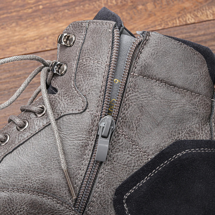 Mens Casual Leather Ankle Boots Lace-Up