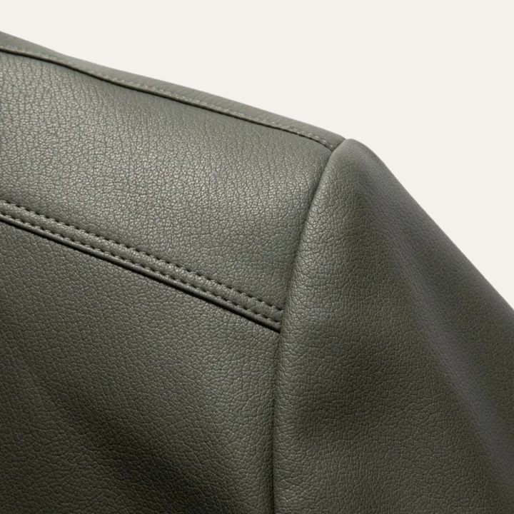 Mens Leather Casual Jacket with Stand Collar