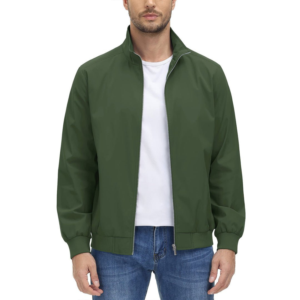 Mens Blouson Jacket Zip Front Minimalist Style