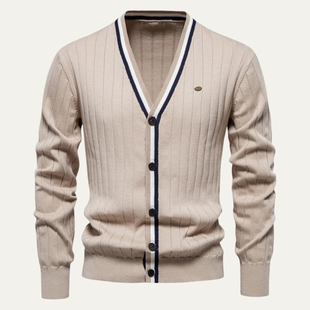 Mens Slim Fit V-Neck Cotton Knit Cardigan