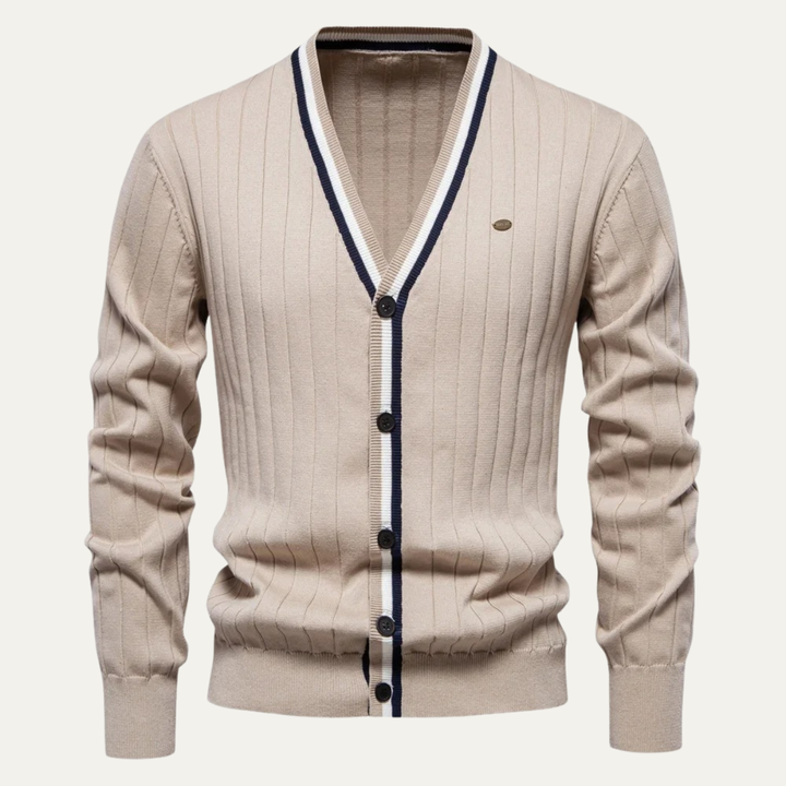 Mens Slim Fit V-Neck Cotton Knit Cardigan