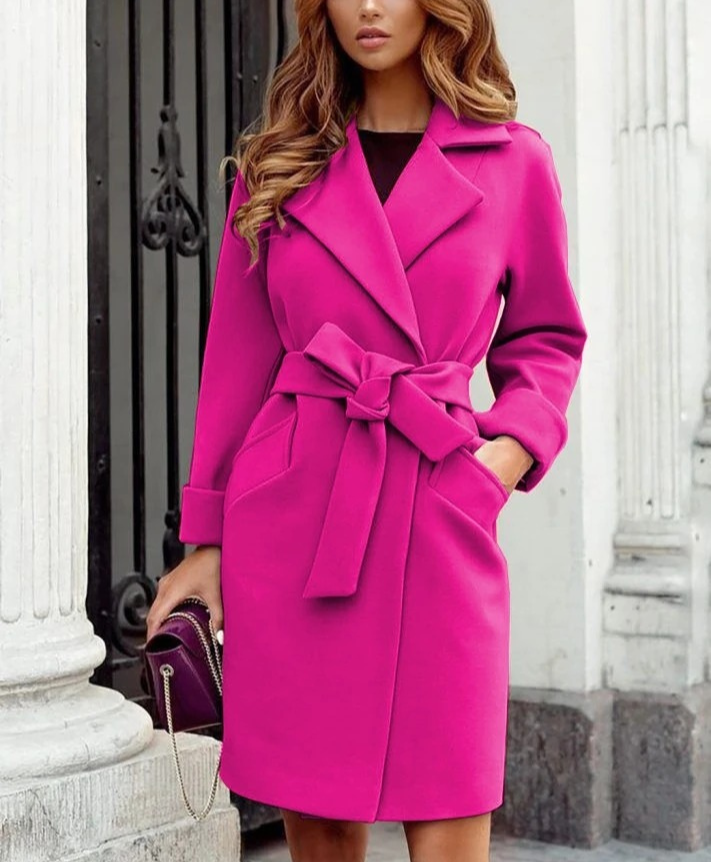 Womens Waterproof Coat with Belted Waist Classic Fit