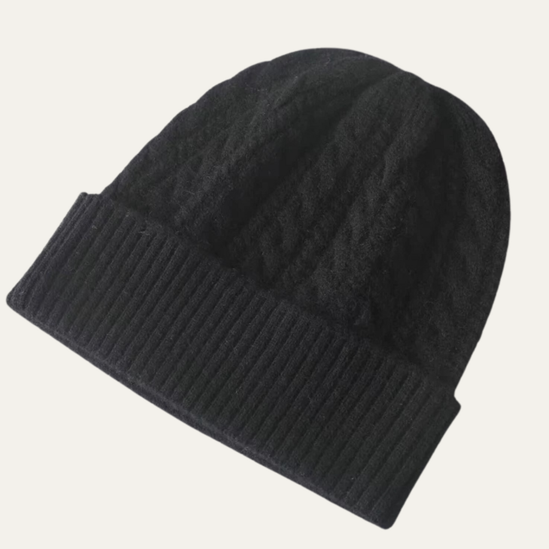 Mens Beanie Cashmere Ribbed Knit Classic Fit