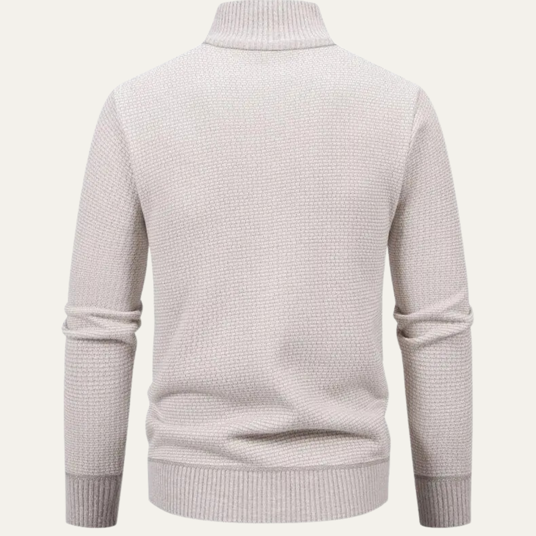 Mens Knitted Zip Cardigan Casual Stand Collar