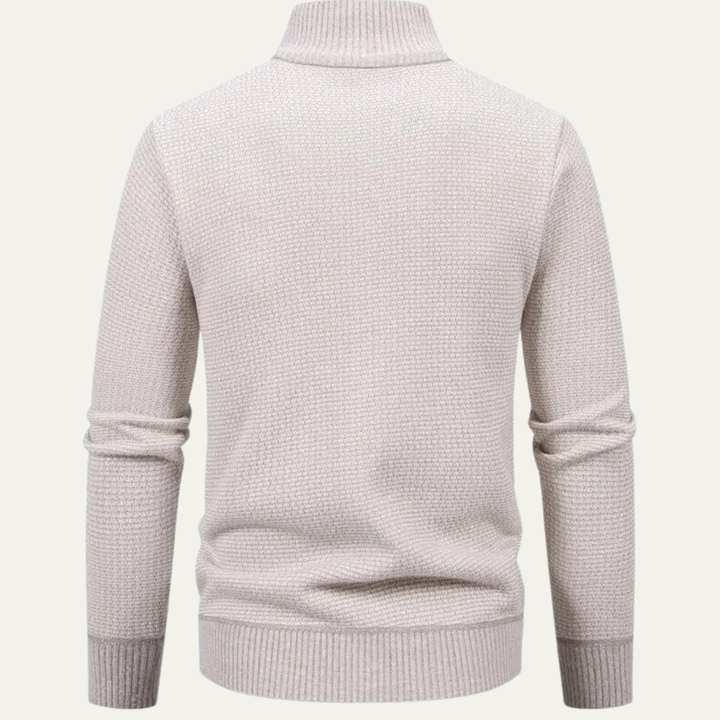Mens Knitted Zip Cardigan Casual Stand Collar