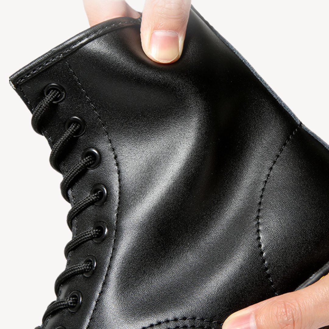 Unisex Leather Combat Boots Durable Lace-Up Ankle