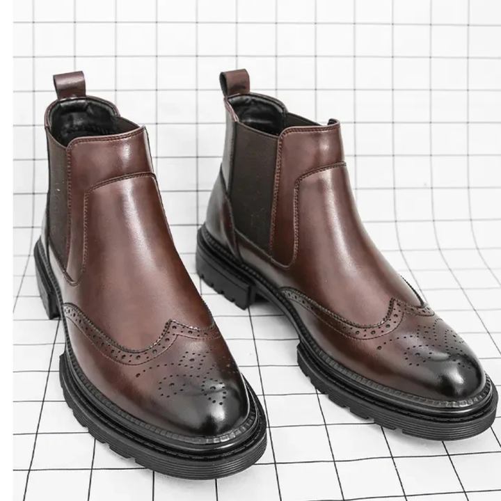 Mens Dress Chelsea Boots Leather Retro Anti-Slip Sole